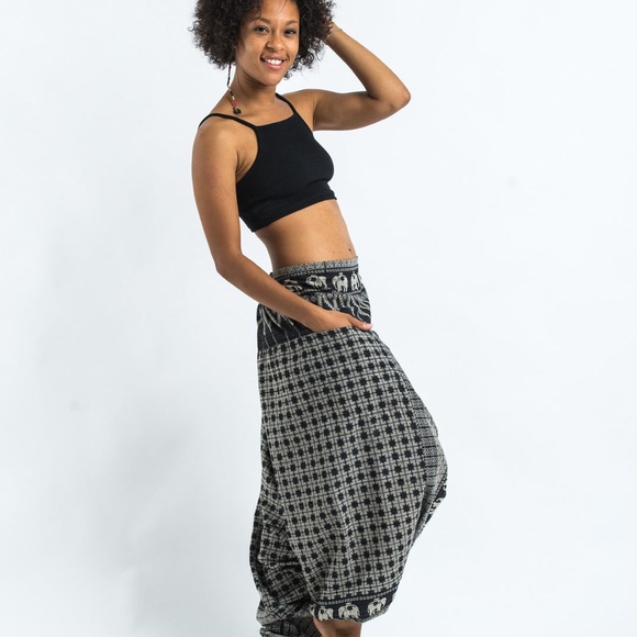 Hill tribe elephant women Aladdin style free cotton pants… - Picture 1 of 12